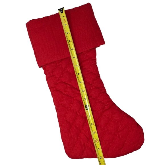 Heartstrings Red Quilted Christmas Stocking 18 Inch Lined Fold Over Cuff - Picture 4 of 8